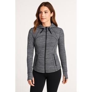 Lululemon Size 6 Hooded Define Jacket Nulu Mini Space Dye Gray White W4BF8S NWOT